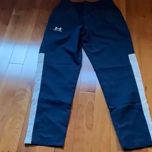 under armor, jogging pants, blue white stripe
